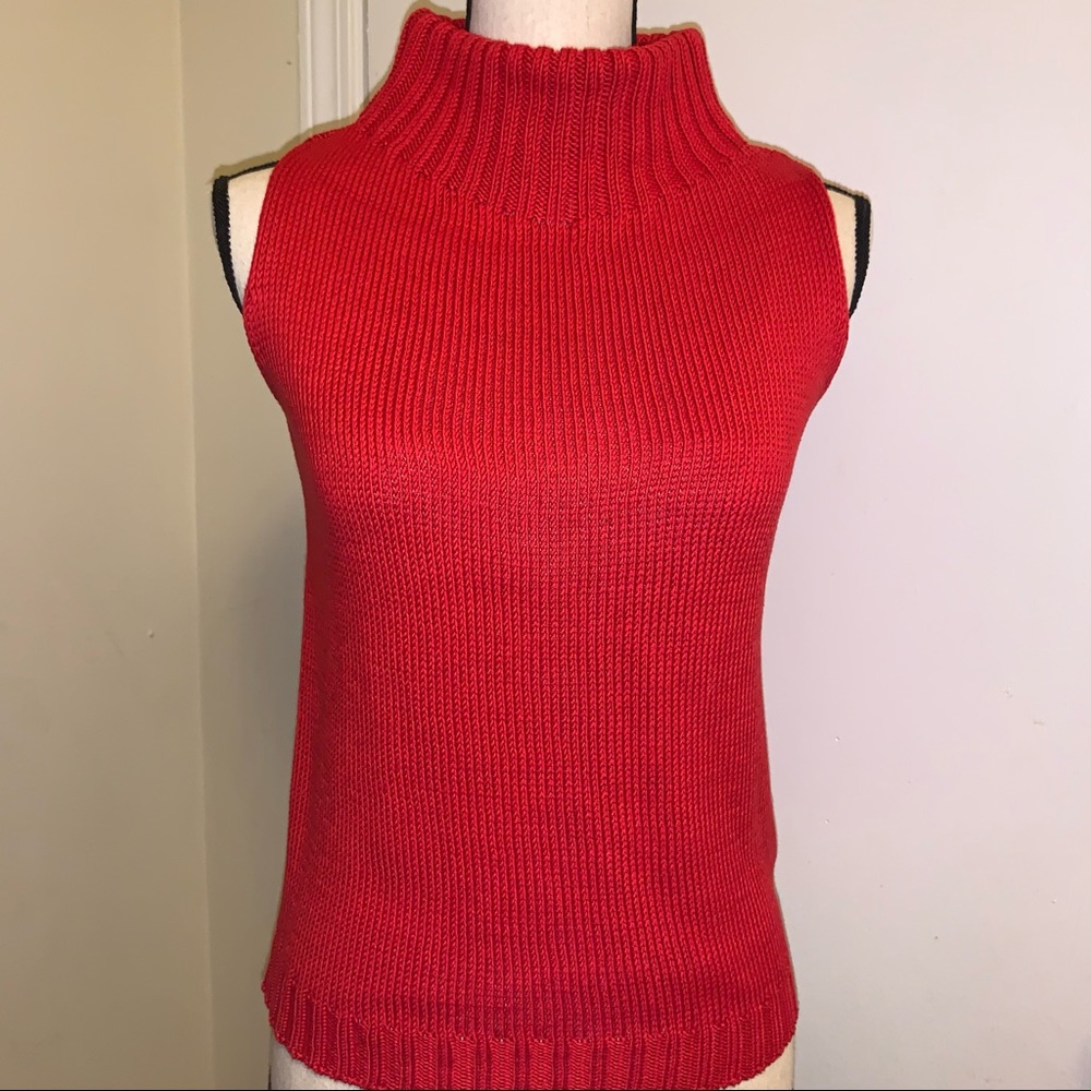 MaxMara Sleeveless Stand up Neck Cotton Sweater